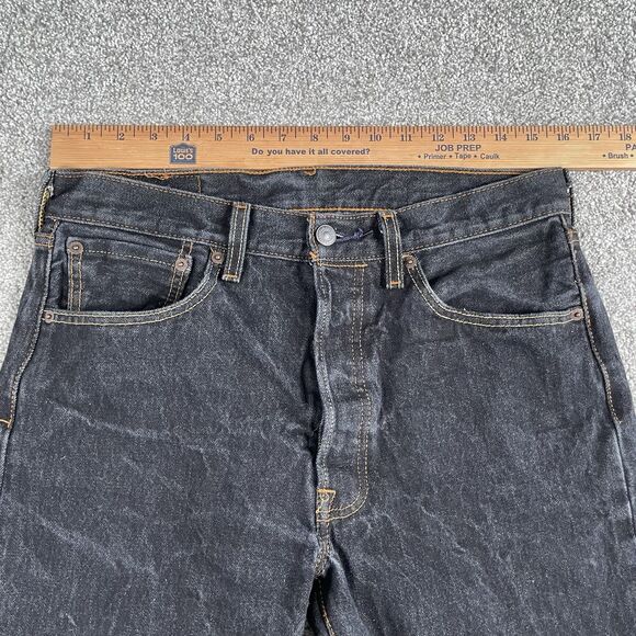 Levis 501 Original Shrink To Fit Jeans Mens Straight Leg Button Fly Black 32x30 - Picture 13 of 14